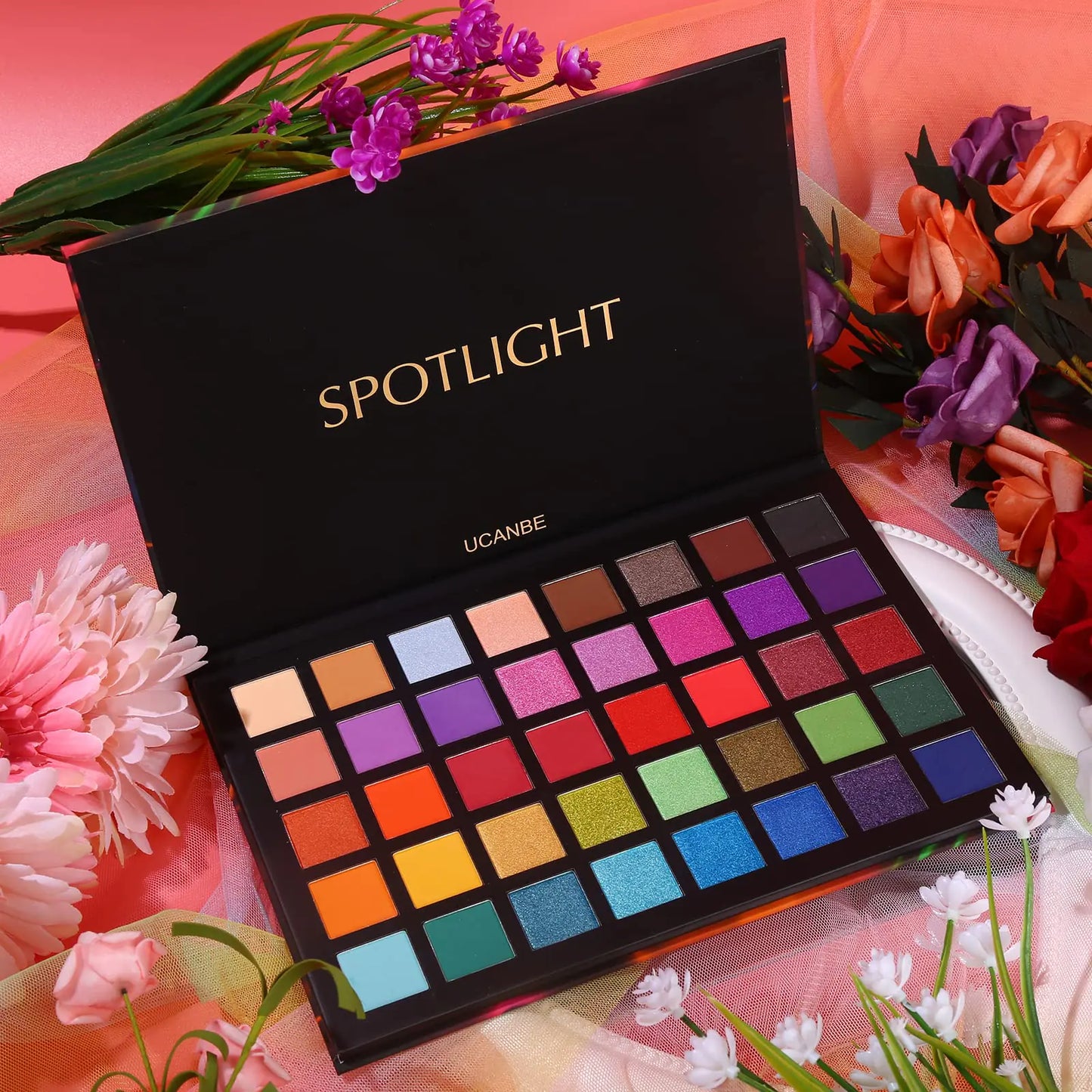 UCANBE Spotlight Eyeshadow Palette Professional 40 Color Eye Shadow Matte Shimmer Makeup Pallet Highly Pigmented Colorful Powder Long Lasting Waterproof Eye Shadow Palette A