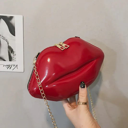 Mini Bags for Women 2023 New Fashion All-match Women&#39;s Shoulder Bag PU Solid Color Zipper Crossbody Patent Leather Lip Chain Bag